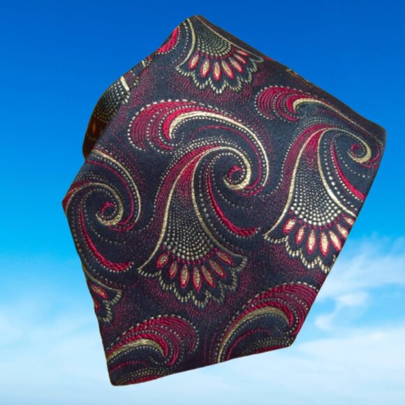 $3999 New Rare Brioni Tie Paisley Black maroon red Handmade Italy 24K Gold Silk - Picture 4 of 16